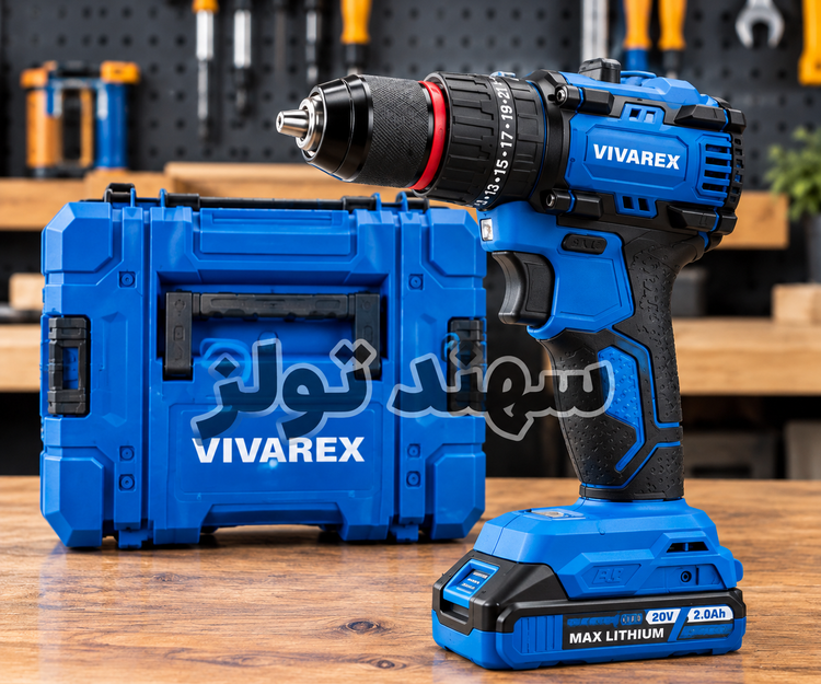 دریل پیچگوشتی چکشی شارژی ویوارکس مدل VR2010-BLX براشلس 20 ولت دو باتری